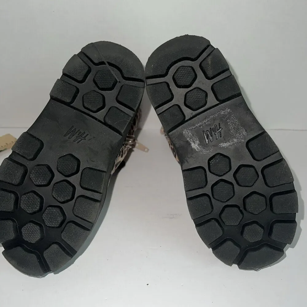 H&M Little Girls 8.5‎ Warm-lined Boots with Laces Light beige/leopard print